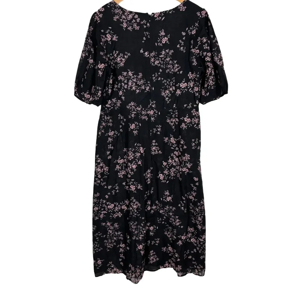 NWT Velvet Graham & Spencer India Printed Black Floral Dress Women’s Large Lined - Picture 5 of 9